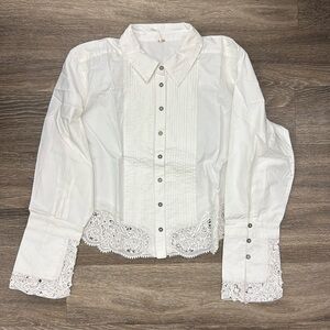 Free People White lace shirt